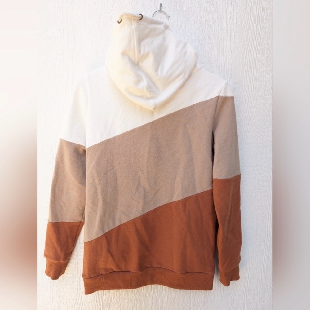 Ampersand Ave SingleHood Diagonal Colorblock Fleece Sweatshirt Hoodie Sm… - Picture 2 of 3